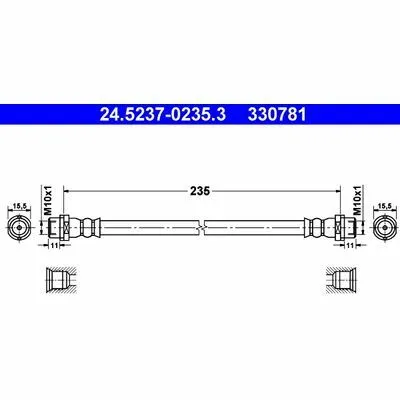 ATE 24.5237-0235.3 Flessibile del Freno Nuovo Arrivo