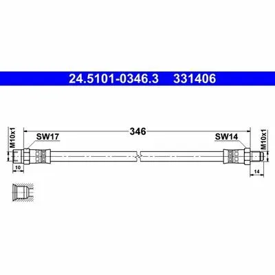 ATE 24.5101-0346.3 Flessibile del Freno Super Prezzo