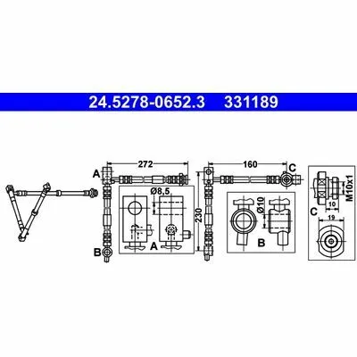 ATE 24.5278-0652.3 Flessibile del Freno Economico