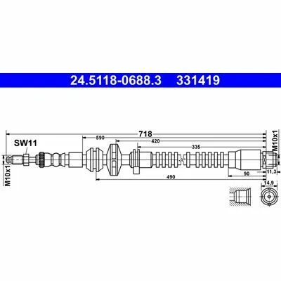 ATE 24.5118-0688.3 Flessibile del Freno Acquista Ora