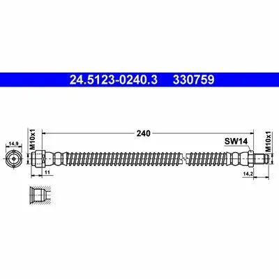 ATE 24.5123-0240.3 Flessibile del Freno Spedizione Espresso
