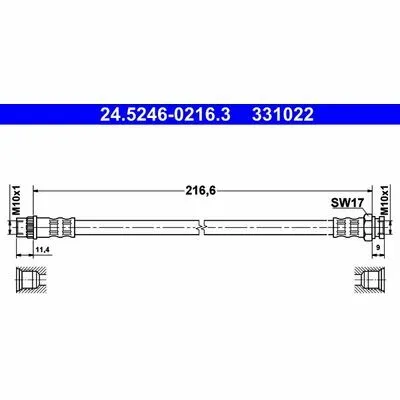 ATE 24.5246-0216.3 Flessibile del Freno Subito Disponibile
