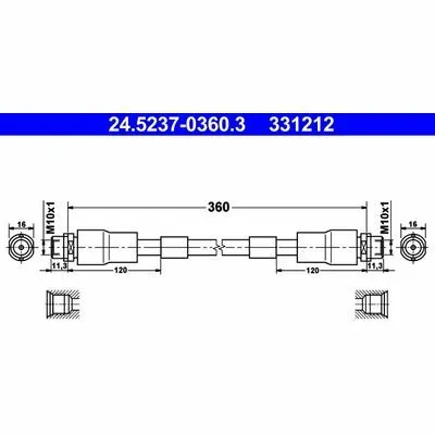 ATE 24.5237-0360.3 Flessibile del Freno Professionale