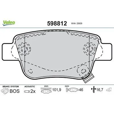 VALEO 598812 Kit Pastiglie Freno, Freno a Disco Compra Online