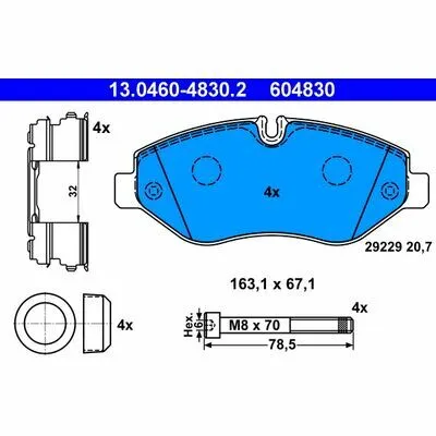 ATE 13.0460-4830.2 Kit Pastiglie Freno, Freno a Disco Offerta Del Giorno