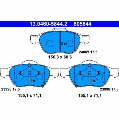 ATE 13.0460-5844.2 Kit Pastiglie Freno, Freno a Disco Saldi