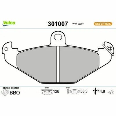 VALEO ESSENTIAL 301007 Kit Pastiglie Freno, Freno a Disco Ultima Occasione