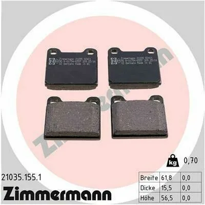 Offerta Speciale ZIMMERMANN 21035.155.1 Kit Pastiglie Freno, Freno a Disco