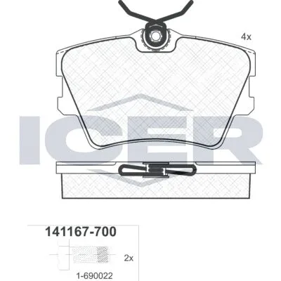 ICER 141167-700 Kit Pastiglie Freno, Freno a Disco Popolare