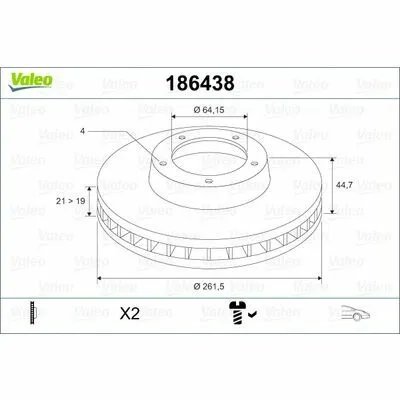 VALEO 186438 Disco Freno Popolare