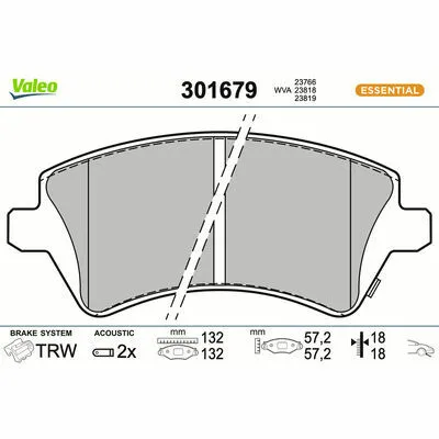 VALEO ESSENTIAL 301679 Kit Pastiglie Freno, Freno a Disco Scelto Dai Clienti