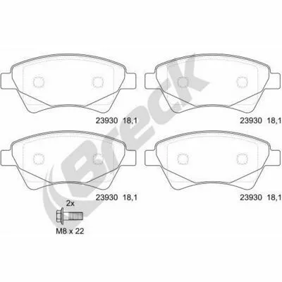 BRECK 23930 00 702 00 Kit Pastiglie Freno, Freno a Disco Promozione