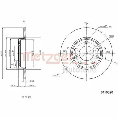 Di Tendenza METZGER 6110820 Disco Freno