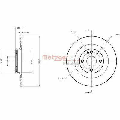 Nuova Collezione METZGER 6110833 Disco Freno