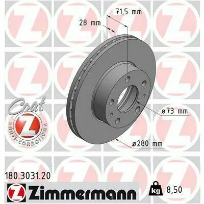 ZIMMERMANN COAT Z 180.3031.20 Disco Freno Nuova Collezione