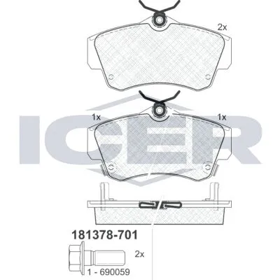 Promozione ICER 181378-701 Kit Pastiglie Freno, Freno a Disco