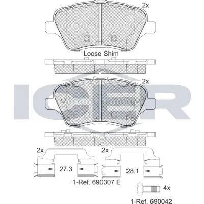Compra Oggi Stesso ICER 182108 Kit Pastiglie Freno, Freno a Disco