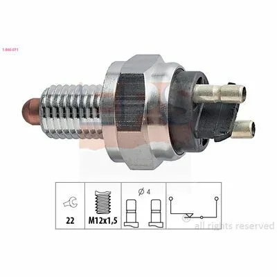 Ultimissimo Modello EPS Made in Italy - OE Equivalent 1.860.071 Interruttore, Luce di Retromarcia