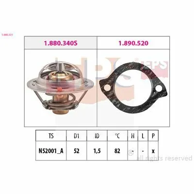 Consegna Rapida EPS Made in Italy - OE Equivalent 1.880.331 Termostato, Refrigerante