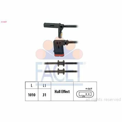 Esclusivo FACET Made in Italy - OE Equivalent 21.0207 Sensore, N° Giri Ruota