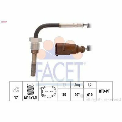 Offerta Speciale FACET Made in Italy - OE Equivalent 22.0067 Sensore, Temperatura gas Scarico