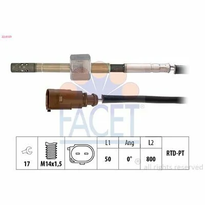 FACET Made in Italy - OE Equivalent 22.0150 Sensore, Temperatura gas Scarico Prezzo Di Fabbrica