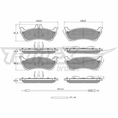 Must-Have TOMEX BRAKES TX 12-85 Kit Pastiglie Freno, Freno a Disco