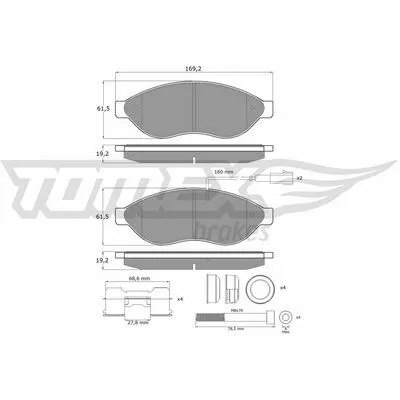 Promozione TOMEX BRAKES TX 14-39 Kit Pastiglie Freno, Freno a Disco