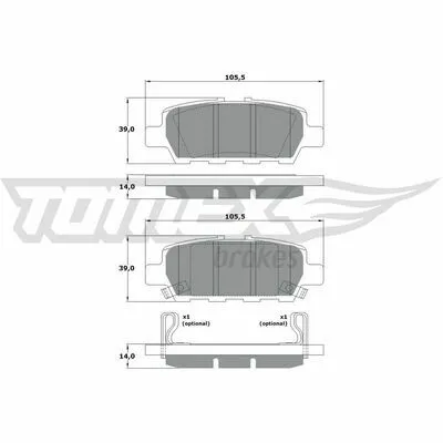 Di Tendenza TOMEX BRAKES TX 17-57 Kit Pastiglie Freno, Freno a Disco
