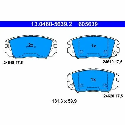Direttamente Dal Produttore ATE 13.0460-5639.2 Kit Pastiglie Freno, Freno a Disco