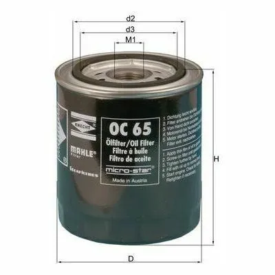 KNECHT OC 65 Filtro Olio Reso Gratuito