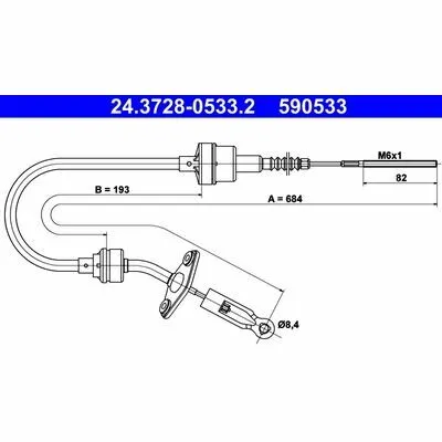 ATE 24.3728-0533.2 Cavo Comando, Comando Frizione Prezzo Ridotto