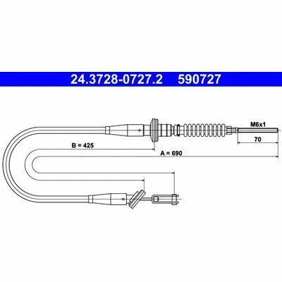 Prezzo Ridotto ATE 24.3728-0727.2 Cavo Comando, Comando Frizione