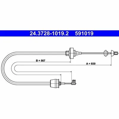 Miglior Prezzo ATE 24.3728-1019.2 Cavo Comando, Comando Frizione
