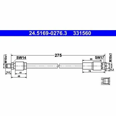 ATE 24.5169-0276.3 Flessibile del Freno Prezzo Conveniente