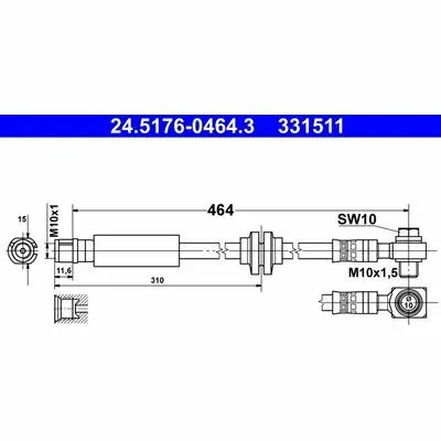 ATE 24.5176-0464.3 Flessibile del Freno Nuovo Arrivo