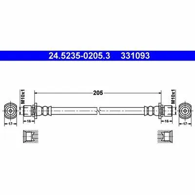 ATE 24.5235-0205.3 Flessibile del Freno Nuovo Arrivo