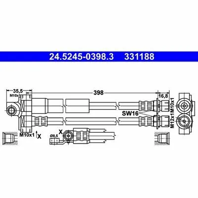 ATE 24.5245-0398.3 Flessibile del Freno Acquista Ora