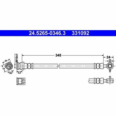 ATE 24.5265-0346.3 Flessibile del Freno Prezzo Basso