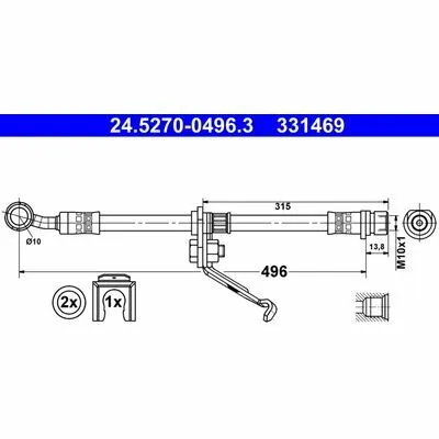 ATE 24.5270-0496.3 Flessibile del Freno Consegna Rapida