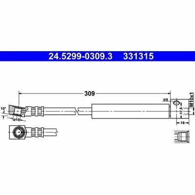 ATE 24.5299-0309.3 Flessibile del Freno Prezzo Scontato