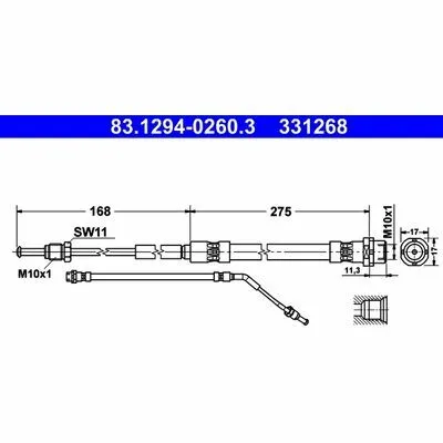 ATE 83.1294-0260.3 Flessibile del Freno Prezzo Basso