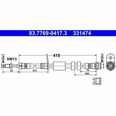 ATE 83.7769-0417.3 Flessibile del Freno Sconto