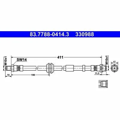 ATE 83.7788-0414.3 Flessibile del Freno Professionale