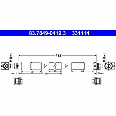 ATE 83.7849-0419.3 Flessibile del Freno Pagamento Sicuro