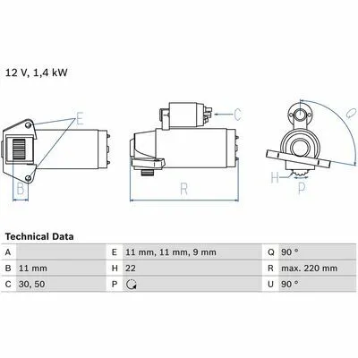 Spedito Oggi BOSCH 0 986 022 561 Motorino d‘Avviamento