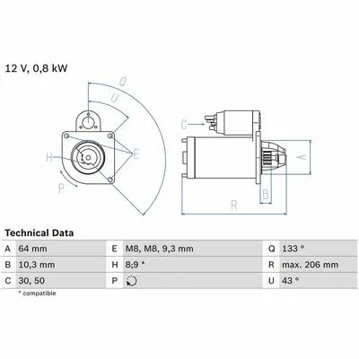 Economico BOSCH 0 986 019 301 Motorino d‘Avviamento