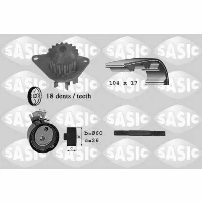 SASIC 3900003 Pompa Acqua + Kit Cinghie Dentate Offerta Lampo