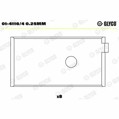 Promozione Esclusiva GLYCO 01-4116/4 0.25mm Semicuscinetto di Testa Della Biella