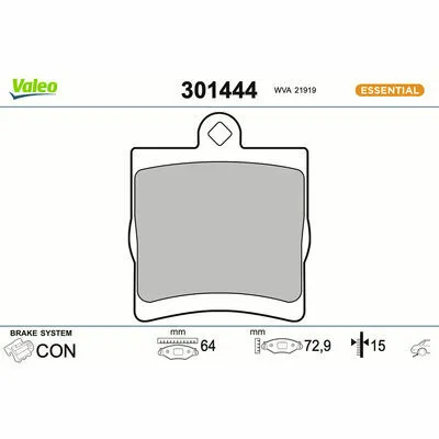 Promozione VALEO ESSENTIAL 301444 Kit Pastiglie Freno, Freno a Disco